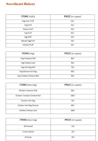 Teja Sweet Heart Bakery menu 4