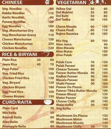 Masala Junction 71 menu 
