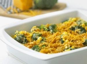 Cheddar Broccoli Corn Bake with Corn Flakes