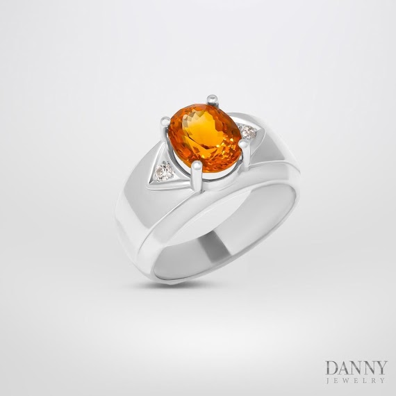 Nhẫn Nam Danny Jewelry Bạc 925 Đá Citrine/Smoky Quartz Xi Rhodium Hnn004