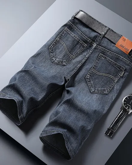 Men Short Denim Jeans Thin Knee Length New Casual Cool Su... - 2