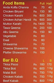 Ram Lakhan Dhaba menu 1