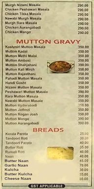 Khan Darbar menu 1