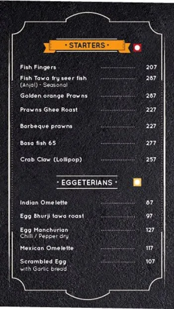 The Spr Cafe menu 