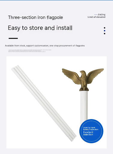 Title 7, 3-Section Iron Flagpole Wall Mount with Split E...