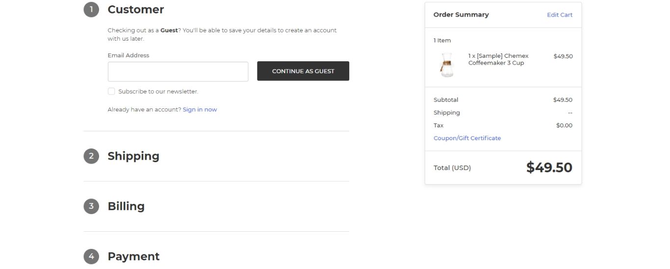 BigCommerce One Page Checkout