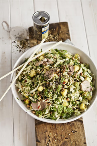 Oriental pork salad Crisp greens, fresh pineapple, salty peanuts and smoked pork (or chicken, if you prefer) tossed with an out-of-this-world Asian dressing - what more could you want for a speedy light lunch or supper?