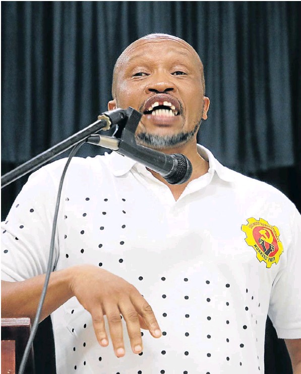 Socialist Revolutionary Workers’ Party chair Irvin Jim speaks at an election rally in KwaNobuhle