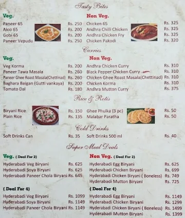 Andhra Biryani House menu 