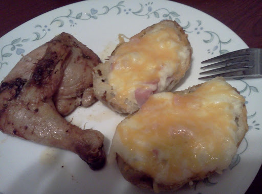 Twice Baked Potatoes a la Styles and Oven Baked Chicken