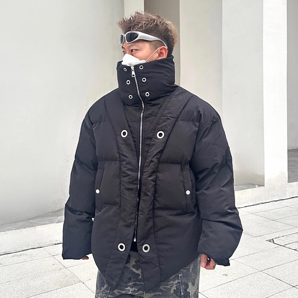 Abrigo Chaqueta de Algodón con Cuello Alto Grueso para Hombre, Cálido y Cómodo, Ideal para Invierno y Estilo Casual Elegante.