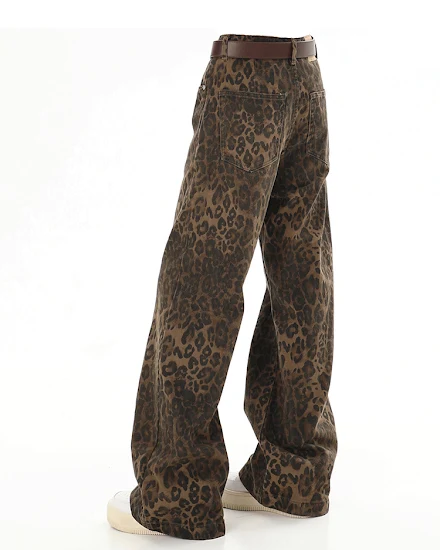 Baggy Leopard Print Y2k Jeans Women 2024 New High Waisted... - 3