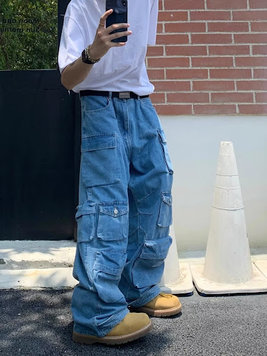 Title 2, American Street Retro Workwear Jeans For Men Du...