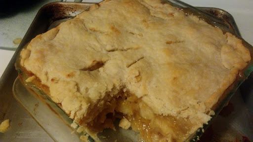 Country Time Pine-Apple Deep Dish Pie - Cooled out of the oven with one slice removed. This could easily feed 9 generous portions.