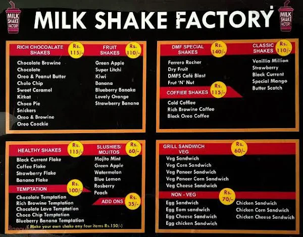 Shakes Savory menu 