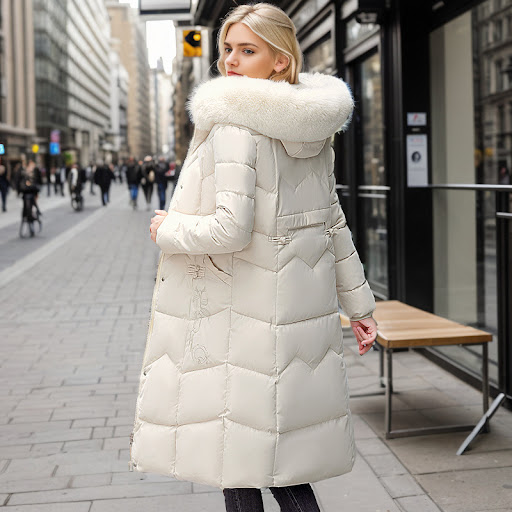 Title 17, Winter Long Coat With Thickened Fur Collar Stra...
