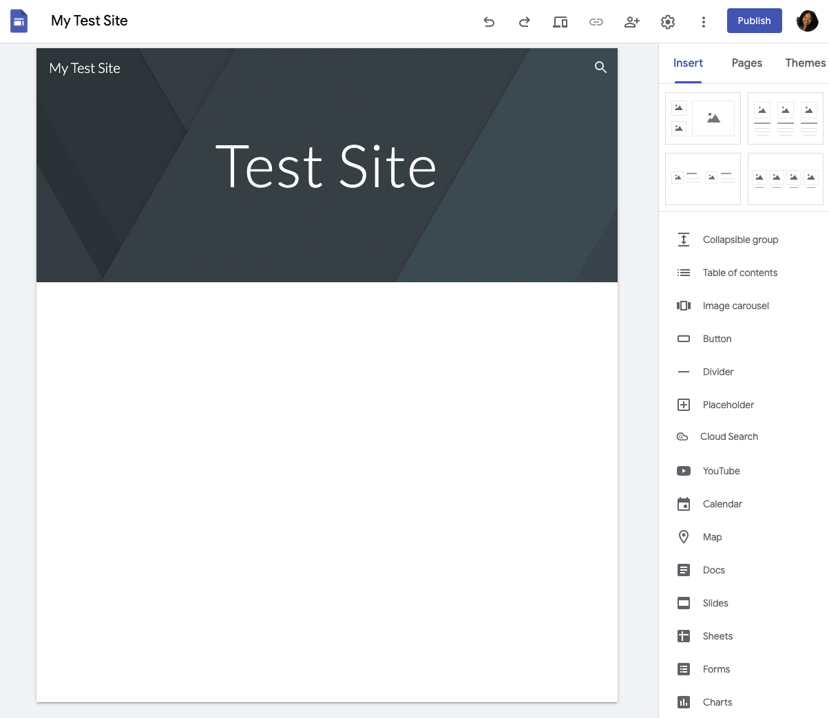 Can I create my own template in Google sites?