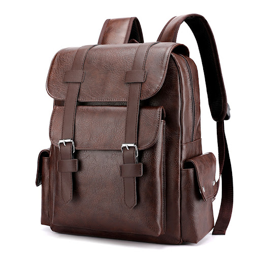 Title 3, Retro Mens PU Backpack Computer Bag, Stylish a...