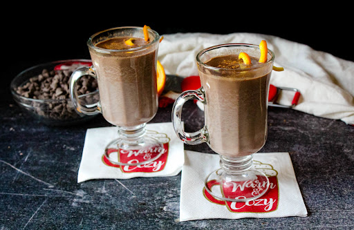 Two cups of Grown-Up Hot Chocolate.