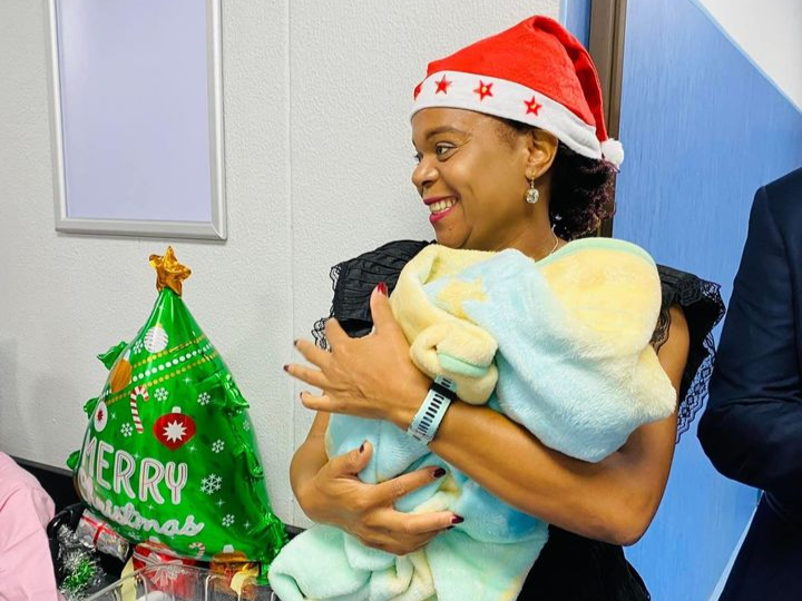 Limpopo health MEC Dr Phophi Ramathuba welcoming Christmas babies at Mankweng hospital in Polokwane.