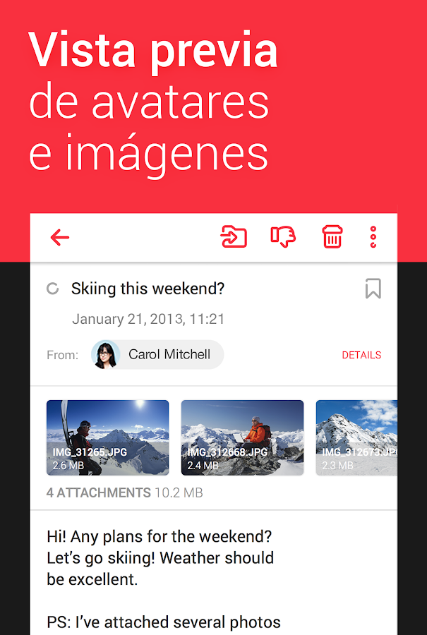   myMail — App gratis de correo: captura de pantalla 