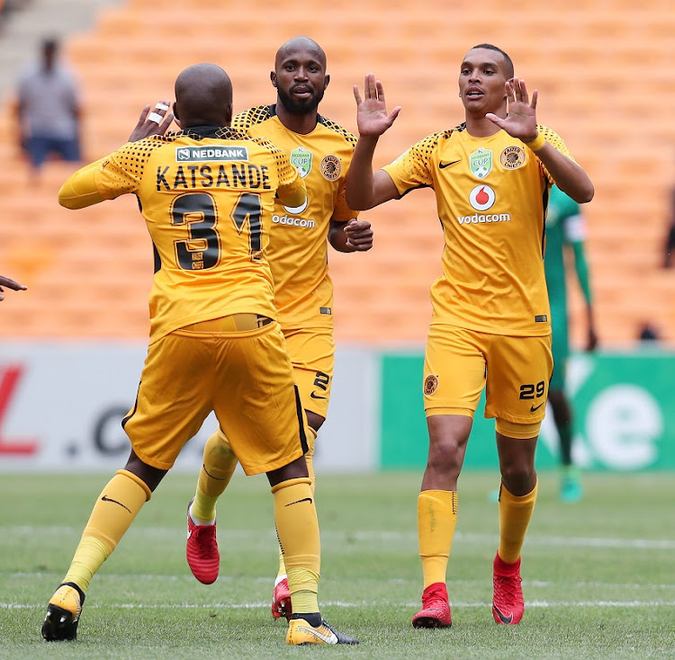 Ryan Moon celebrates goal with teammates during the 2018 Nedbank Cup Last 32 match between Kaizer Chiefs and Golden Arrows at FNB Stadium, Johannesburg South Africa on 11 February 2018.