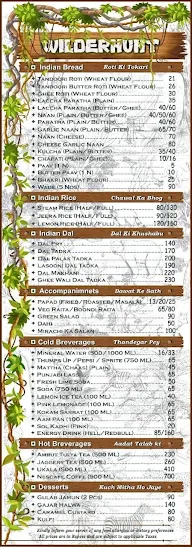 Wilderhunt Restaurant menu 1