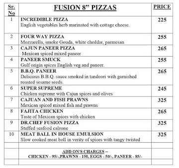 Dr.Chef Fusion menu 