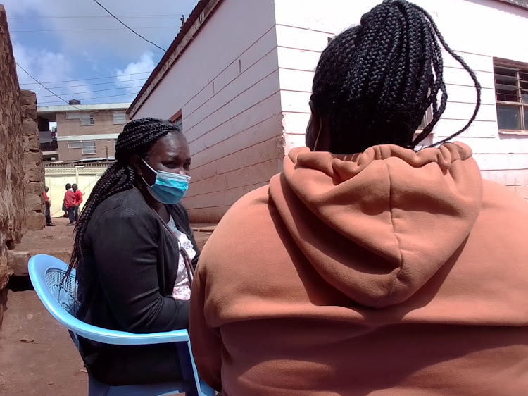 Jane, a victim of gender based violence, gets counselling from Nereah Odero, one of CREAW's counsellors at her Educational Center in Olympic, Kibera. Womnen from poorer backgrounds are more likely to experience intimate partner violence in their lifetime, according to the Global Poverty Index.