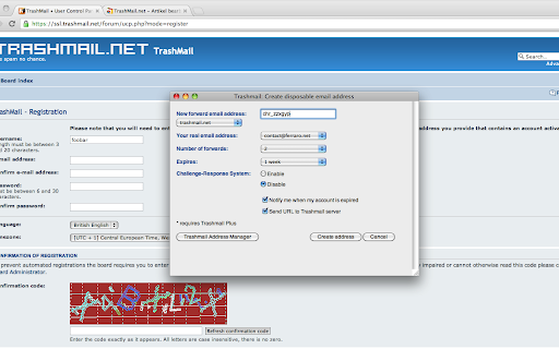 TrashMail.com: Create disposable address