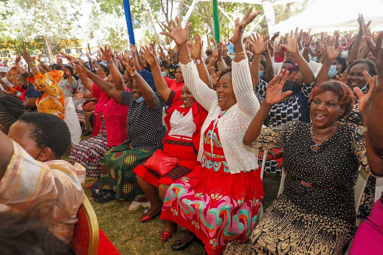 Kiambu women during International Women's Day at the county government headquarters on Tuesday