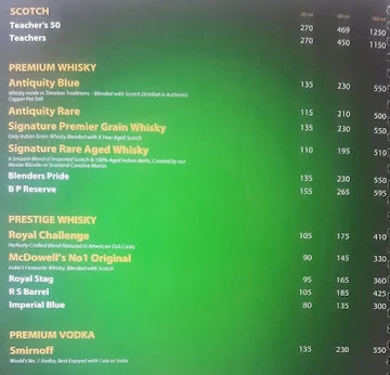 Garva menu 