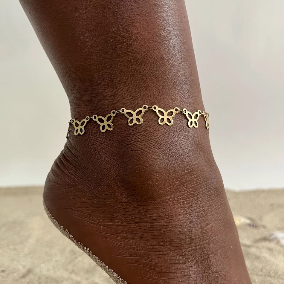 Vrouwen roestvrijstalen enkelband met dubbele laag, hol hartvormig design en slangenketting, een stijlvolle en charmante accessoire.