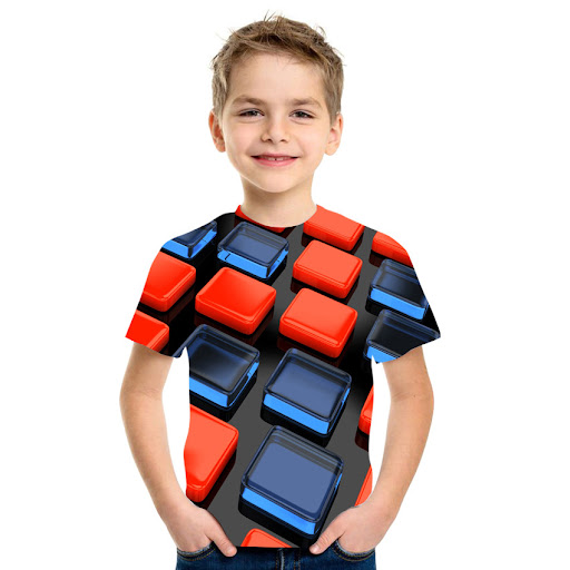 Title 3, Red and Blue Square Mens T-shirt, short-sleeve...
