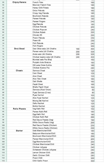 Paratha And Curry menu 