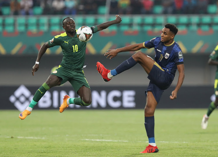 Sadio Mane of Senegal is challenged by Steven Fortes of Cape Verde in the 2021 Africa Cup of Nations last-16 match in Bafoussam, Cameroon on January 25 2022.