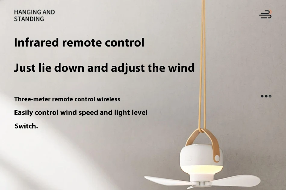 Kleiner elektrischer Camping-Ventilator für Zelte, ultra-leise, mit Nachtlicht-Funktion, ideal für draußen