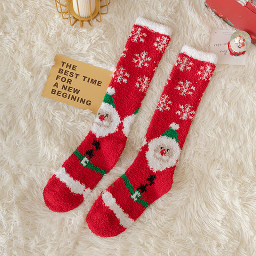 Title 8, Cartoon Coral Fleece Thermal Christmas Room Soc...