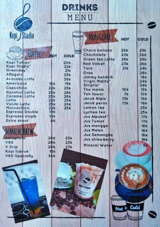 Kopi.Studio menu 