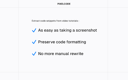 Pixelcode AI - Extract code from video tutorials