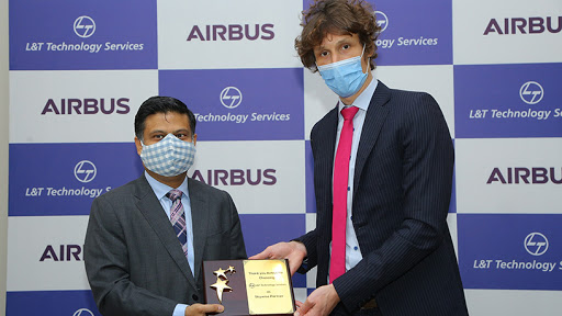 Abhishek Sinha, Chief Operating Officer and Board Member LTTS with Rémi Maillard, President & Managing Director, Airbus India & South Asia, commemorate LTTS joining the Skywise Partner Program (Photo: Business Wire)