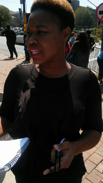 Tinyiko Masemola at the march against false prophets and pastors in Braamfontein.