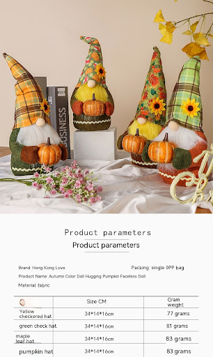 Title 1, Cute Pumpkin Head Faceless Doll Decoration Adds...
