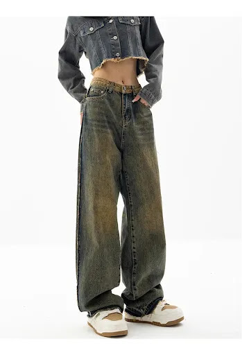 Title 9, Womens High-Waisted Straight Baggy Jeans Comfo...