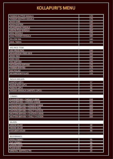 Kollapuri's Cloud Kitchen menu 