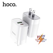 Củ Sạc Nhanh Hoco C80 Tích Hợp 2 Cổng Sạc Usb Và Type - C Hỗ Trợ Sạc Nhanh Qc3.0 Và Pd 20W Cho Tốc Độ Sạc Thiết Bị Tối Đa