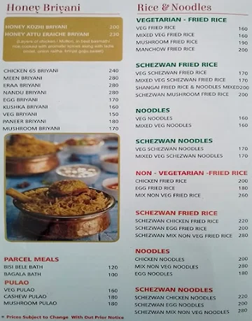 Honey Spice menu 