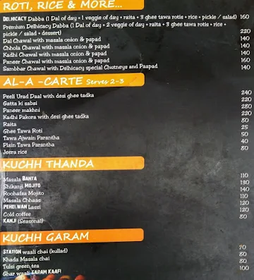 Delhicacy menu 