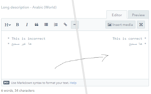 Right-to-left enforcer for Contentful editor