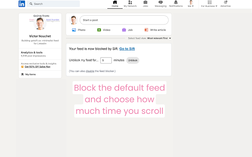 Sift — Minimalist LinkedIn Feed & Blocker